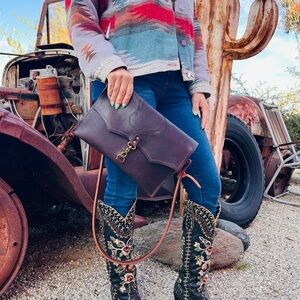 The Legacy Leather Clutch Handbag by Dirty Mojave Leather with Heart Brand
